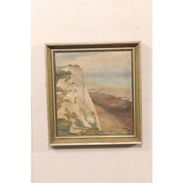 Swedish Framed Ocean Cliff Painting, c.1932 For Sale - Image 4 of 13