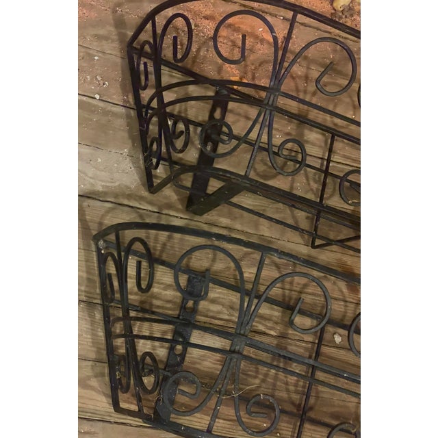 Mid-20th Century Wrought Iron Wall Planters, Pair of Decorative Boxes For Sale - Image 4 of 12