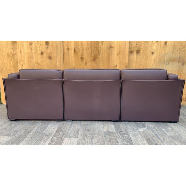 Eggplant Mid Century Modern 405 Duc Sofa by Mario Bellini for Cassina in Plum Leather For Sale - Image 8 of 12