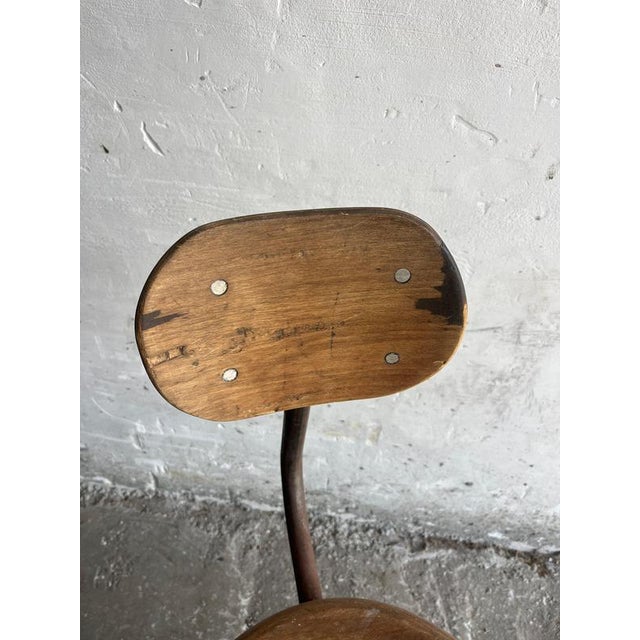 Industrial Adjustable Workshop Stool, 1930s For Sale - Image 4 of 7