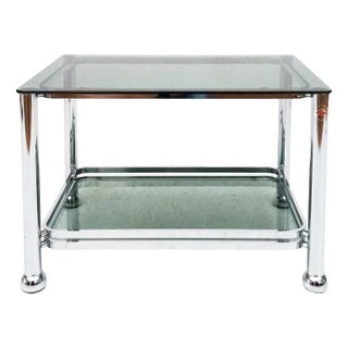 Rectangular Coffee Table in Chromed Steel and Smoked Glass by Arredamenti Allegri Parma, 1960s For Sale