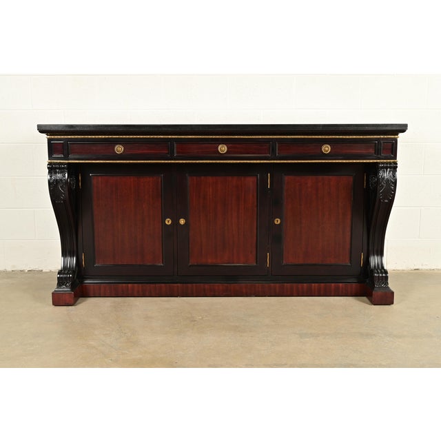 Ralph Lauren French Empire Carved Mahogany Marble Top Sideboard or Bar Cabinet For Sale - Image 15 of 15