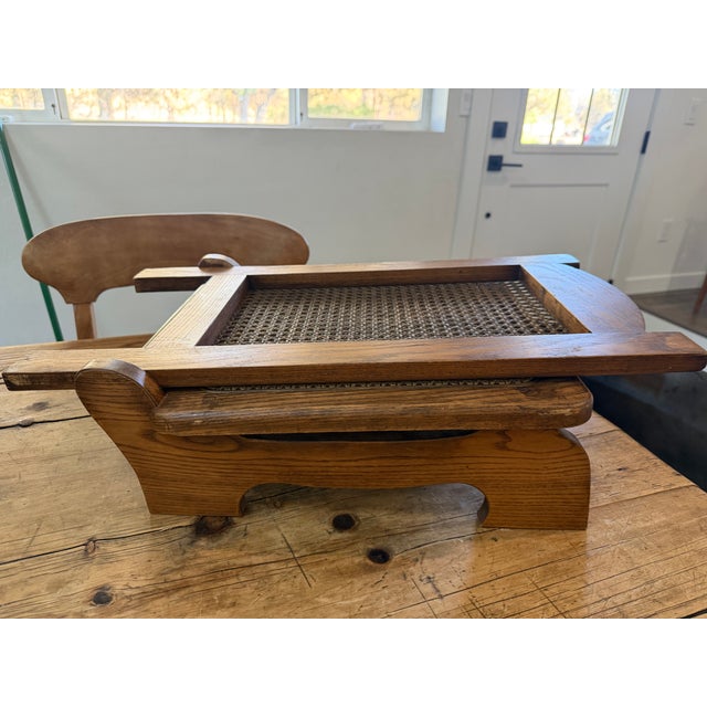 Pair of Antique Oak/Cane Canoe Folding Chairs Circa 1920s For Sale - Image 16 of 16
