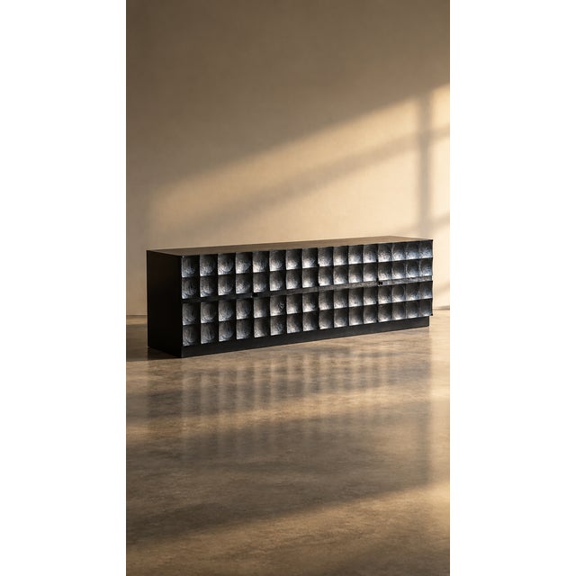 Brutalist Credenza in Black Stained Oak by J. Batenburg for MI Belgium, 1970s For Sale - Image 16 of 16