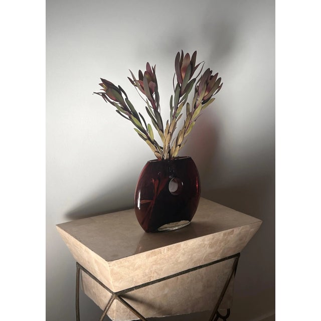A Modernist Art Glass “Donut” Vase In Aubergine, Late 20Th Century For Sale In Los Angeles - Image 6 of 12