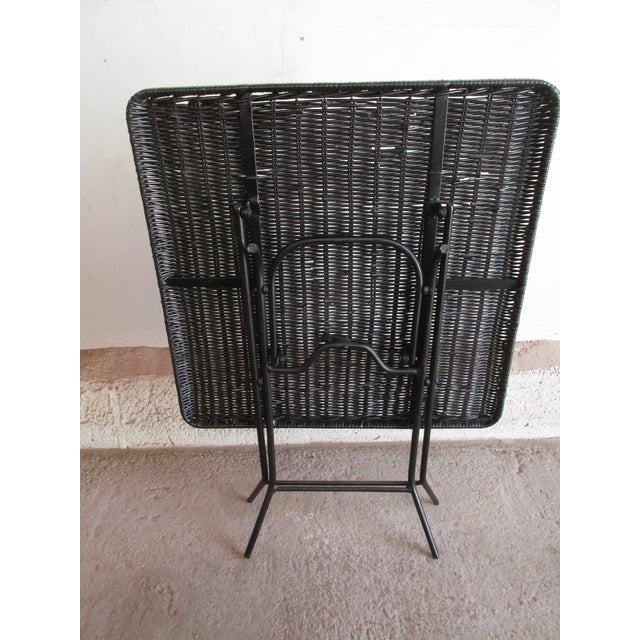 Vintage 1960s Italian Painted Wicker and Steel Folding End / Tray Table For Sale - Image 9 of 9