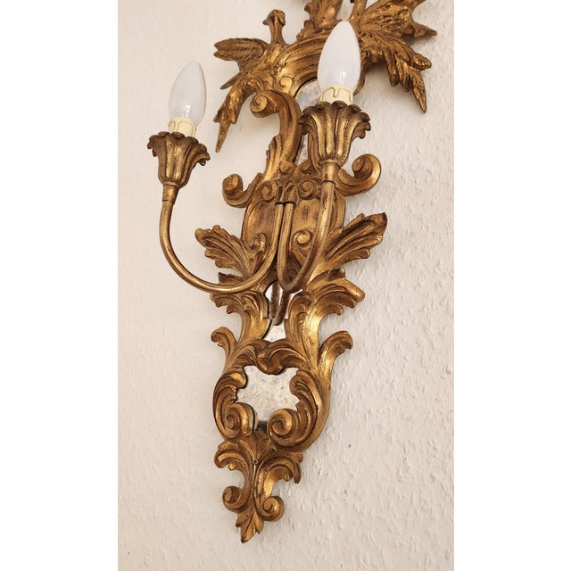 Louis XVI Neo-Classical Rocaille Wall Lamps with Gilded Carved Appliqués and Mirrored Glass, 1890s For Sale - Image 18 of 18