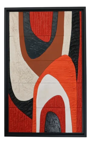 Vintage Painting in Lime, Clay, Plaster and Waxed Concrete by Véronique Lamothe