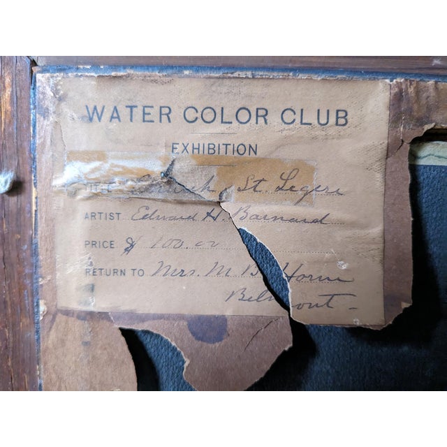 Paint Late 19th Century The Church at St. Leger; Watercolor by Edward H. Barnard For Sale - Image 7 of 11