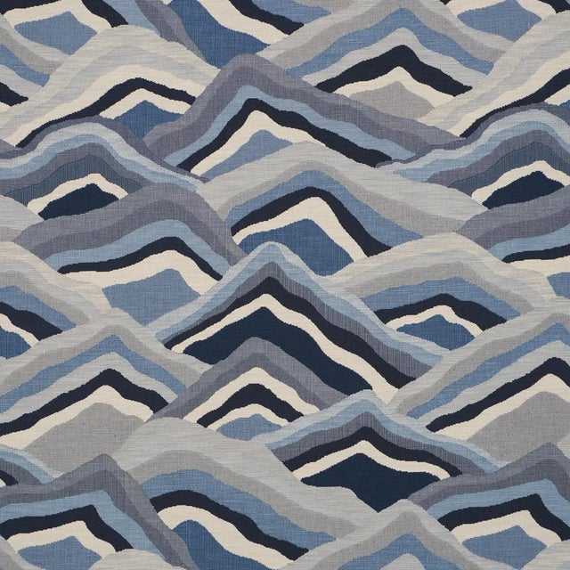 SAMPLE - Schumacher Avala Hills Fabric In Ocean For Sale