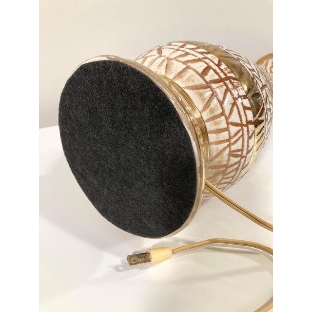 1960s Mid-Century Modern Geometric Mosaic Gilt Ceramic Table Lamp For Sale - Image 9 of 10