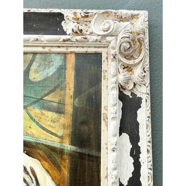 Vintage Canvas Painting of Men at Work For Sale - Image 9 of 12