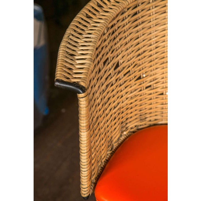 1960s Iron & Rattan Swivel Chairs - A Pair For Sale - Image 4 of 9