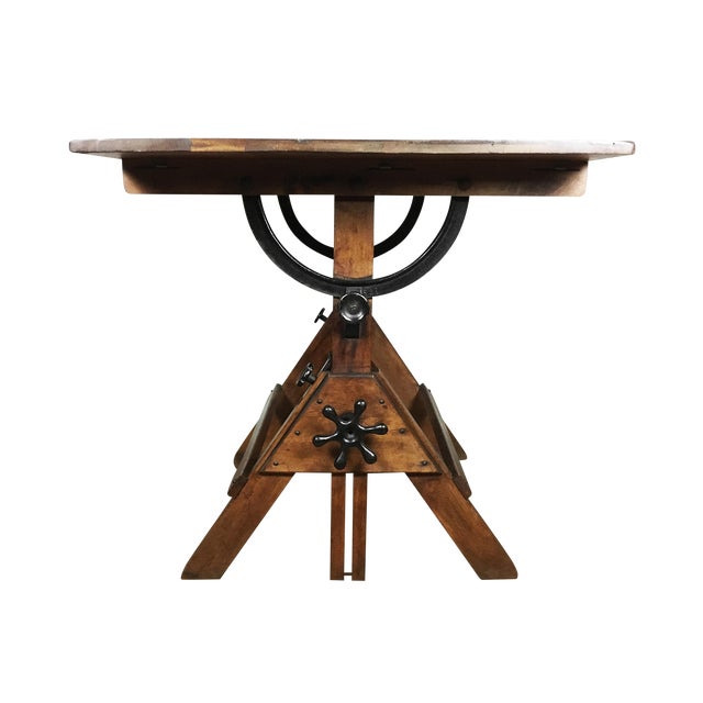 Vintage 1920s Cast Iron Hardware, Solid Maple and Pine Drafting Table Chairish