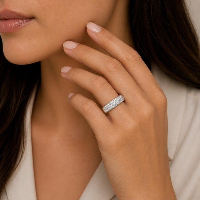 18k White gold ring by David Vangelder of Paris with 67 round diamonds weighing approximately 0.78 carats. Signed and...