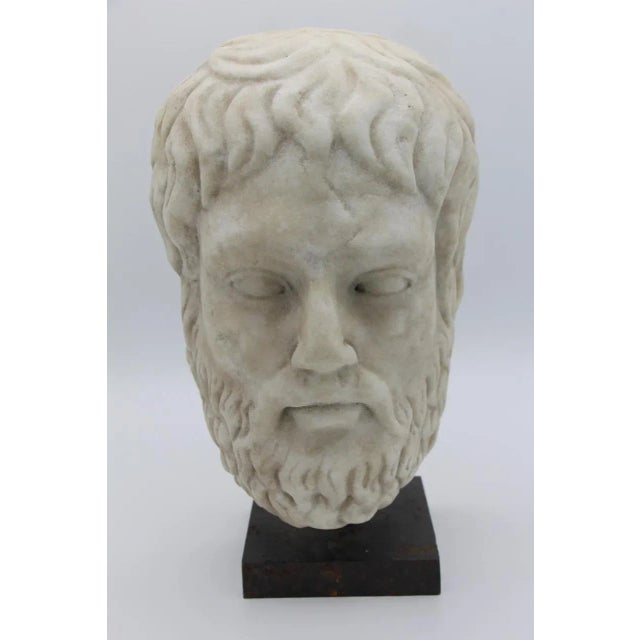 Ivory Head in Antique Style, 1800s, Carrara Marble For Sale - Image 8 of 8