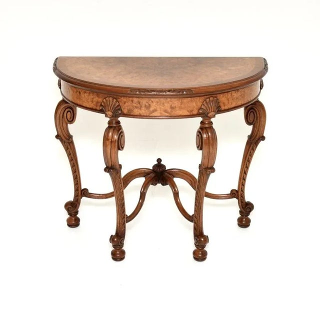 Antique Burr Walnut Console Table from Maple and Co, 1890s For Sale - Image 13 of 13