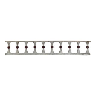 Architectural Salvaged Wooden Balustrade Railing With Original White & Red Knots Paint For Sale
