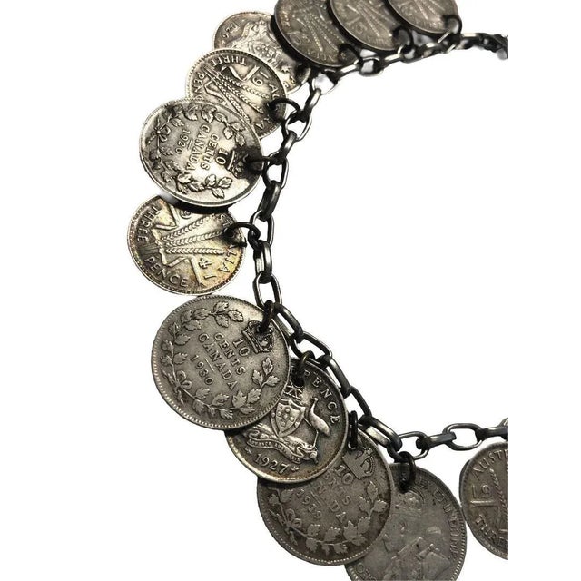 Mid-Century Modern Wwii Era Canadian, English & Australian Solid Silver Coin Charm Bracelet For Sale - Image 3 of 7