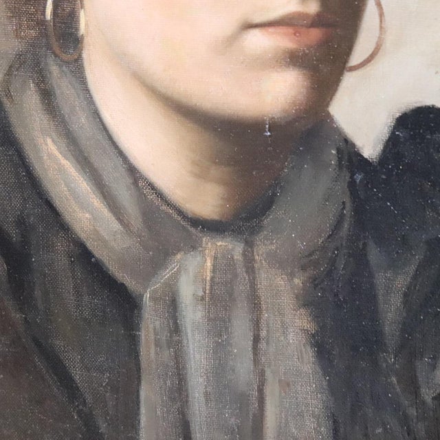 Nazzareno Sidoli, Female Portrait, Oil Painting on Canvas, Early 20th Century, Framed For Sale - Image 9 of 16