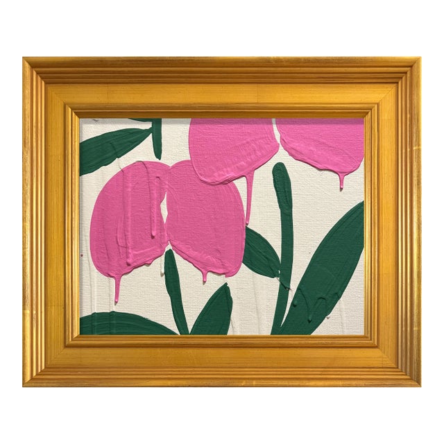 Ron Giusti Mini Tsubasa Orchid Cream Pink Acrylic Painting For Sale