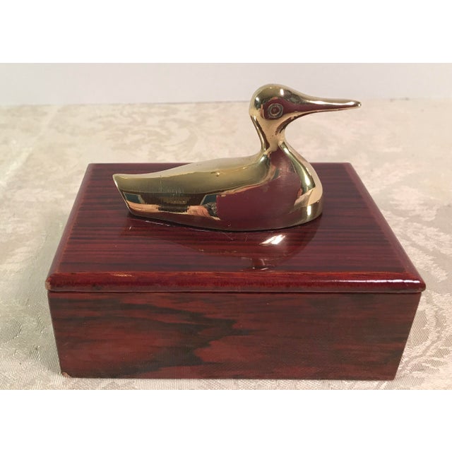 MidCentury Modern Brass & Wood Duck Trinket Box Chairish
