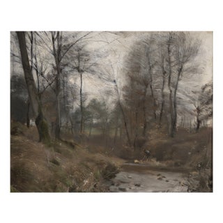 Pierre Pignolat, Fisherman by the Riverbank, 1890s-1900s, Oil on Canvas For Sale