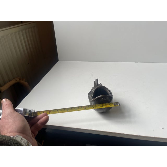 Vintage Art Deco Fish Vase in Patinated Metal by Just Andersen, 1930s For Sale - Image 6 of 7