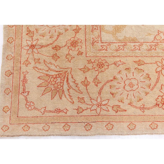 Early 20th Century Authentic Turkish Oushak Handmade Wool Rug For Sale - Image 5 of 8