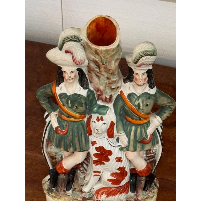 English 19th Century Staffordshire Spill Vase With Two Figures and a Dog For Sale - Image 3 of 6