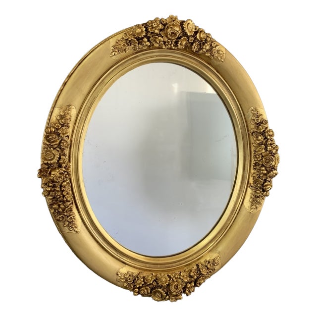 19th Century Gilded Mirror with Floral Motifs, 1890s For Sale