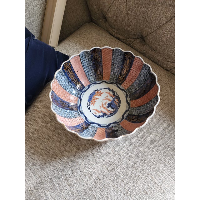 Blue Antique Imari Punch Bowl For Sale - Image 8 of 9