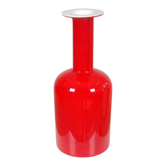 Red Glass Vase from Otto Brauer Holmegaard For Sale