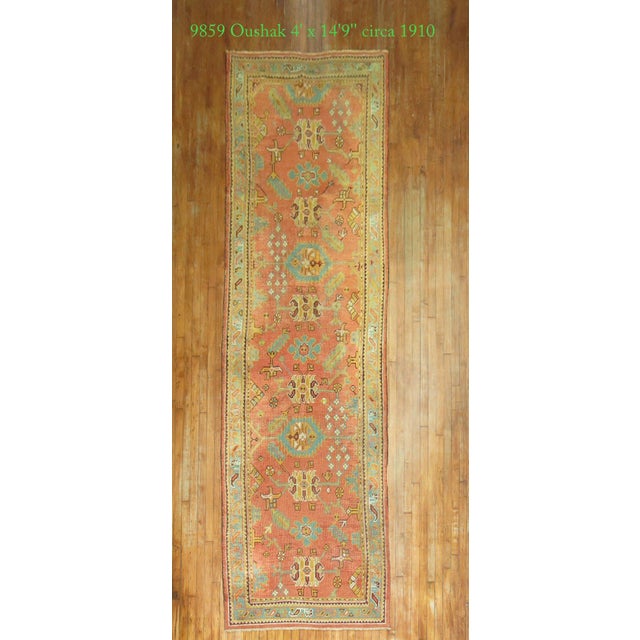Late 19th Century Antique Zabihi Collection Turkish Oushak Runner - 4' x 14'9" For Sale - Image 5 of 12