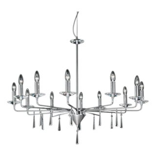 Crystal 12 Lights Chandelier in Polished Chrome and Crystal by Aggiolight For Sale