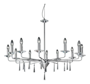 Crystal 12 Lights Chandelier in Polished Chrome and Crystal by Aggiolight