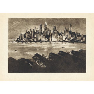 "Glowing Towers" 1939 New York Aquatint Etching by Anton Schutz For Sale