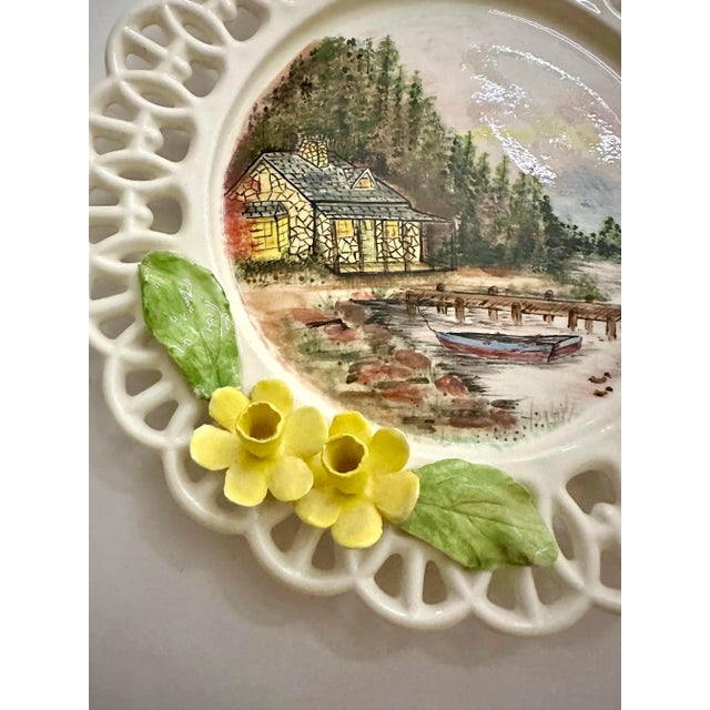 English Traditional Cottage Hand Painted Decorative Plates, Set of 4 For Sale - Image 9 of 12