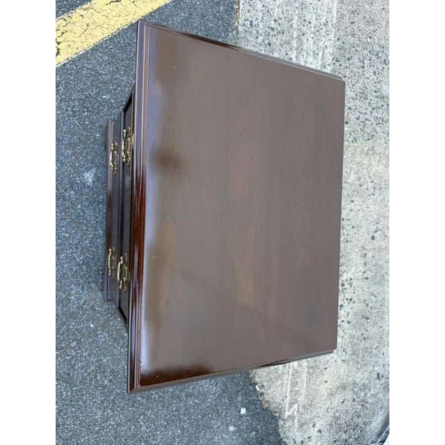 Chippendale Late 20th Century Pair of Chippendale Style Dark Stained Mahogany Nightstands For Sale - Image 3 of 16