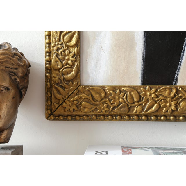 Original Framed Abstract Painting in Antique Gold Frame For Sale - Image 9 of 15