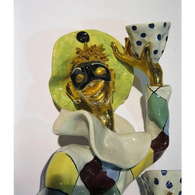 1950s San Polo Ceramic "Pantalone and Arlecchino" Sconces - a Pair For Sale - Image 4 of 9