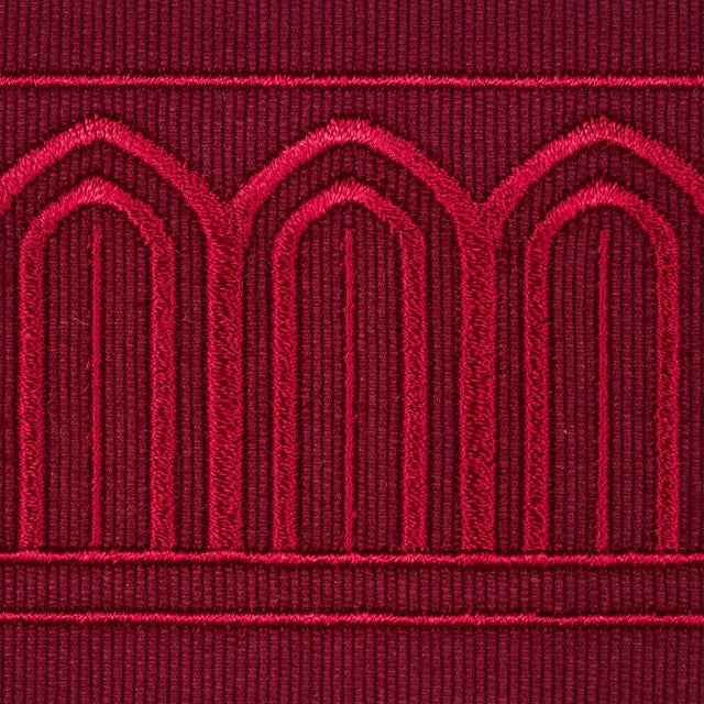Contemporary Sample - Schumacher X Miles Redd Arches Embroidered Tape Medium in Red For Sale - Image 3 of 6