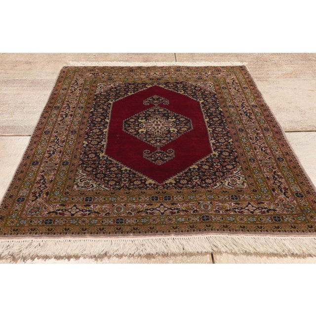 Red Vintage Persian Qum Rug, 03'01 X 04'09 For Sale - Image 8 of 10