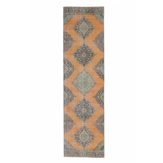 Orange 1960s Turkish Hand-Knotted Oriental Runner Rug For Sale - Image 8 of 8
