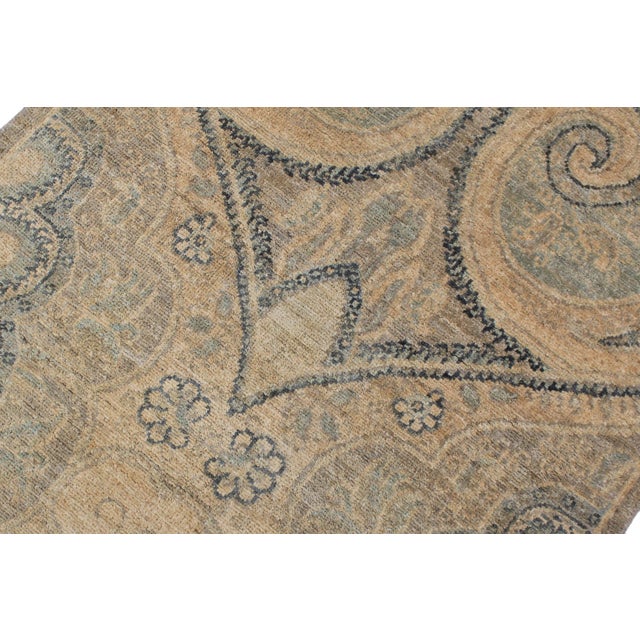 Boho Chic Ziegler Grey/Blue Wool Runner Rug- 2'7'' X 19'2'' For Sale In New York - Image 6 of 10