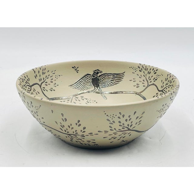 A refined and collectible porcelain and pure silver bowl designed and handcrafted in 2006 by Emilia Castillo in Taxco,...