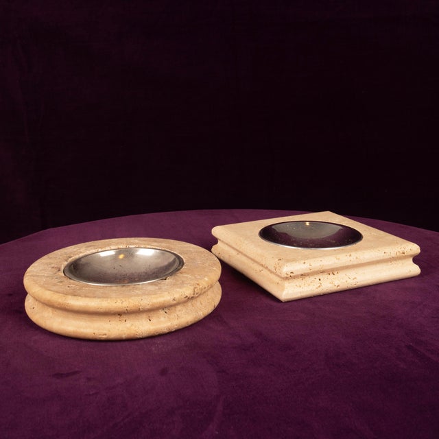 Vintage Italian Travertine Ashtrays, 1970, Set of 2 For Sale - Image 4 of 18
