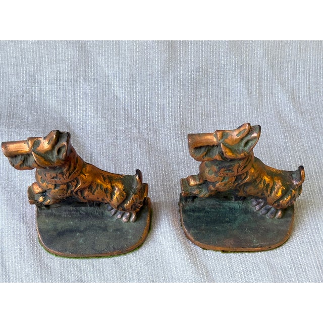 Vintage Cast Iron Copper Scottie Dog Bookends a Pair For Sale - Image 12 of 15