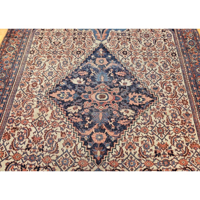 Antique Persian Bidjar Rug, Hand-Knotted Wool, Herati Geometric Pattern, Ivory & Red, 7x12 For Sale - Image 16 of 18