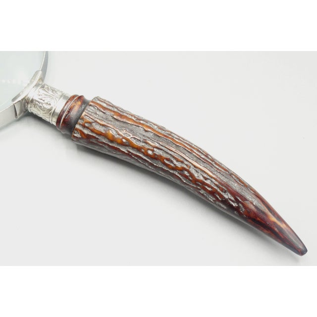 Antique English Sterling & Natural Stag Horn Hand Magnifying Glass For Sale - Image 10 of 12